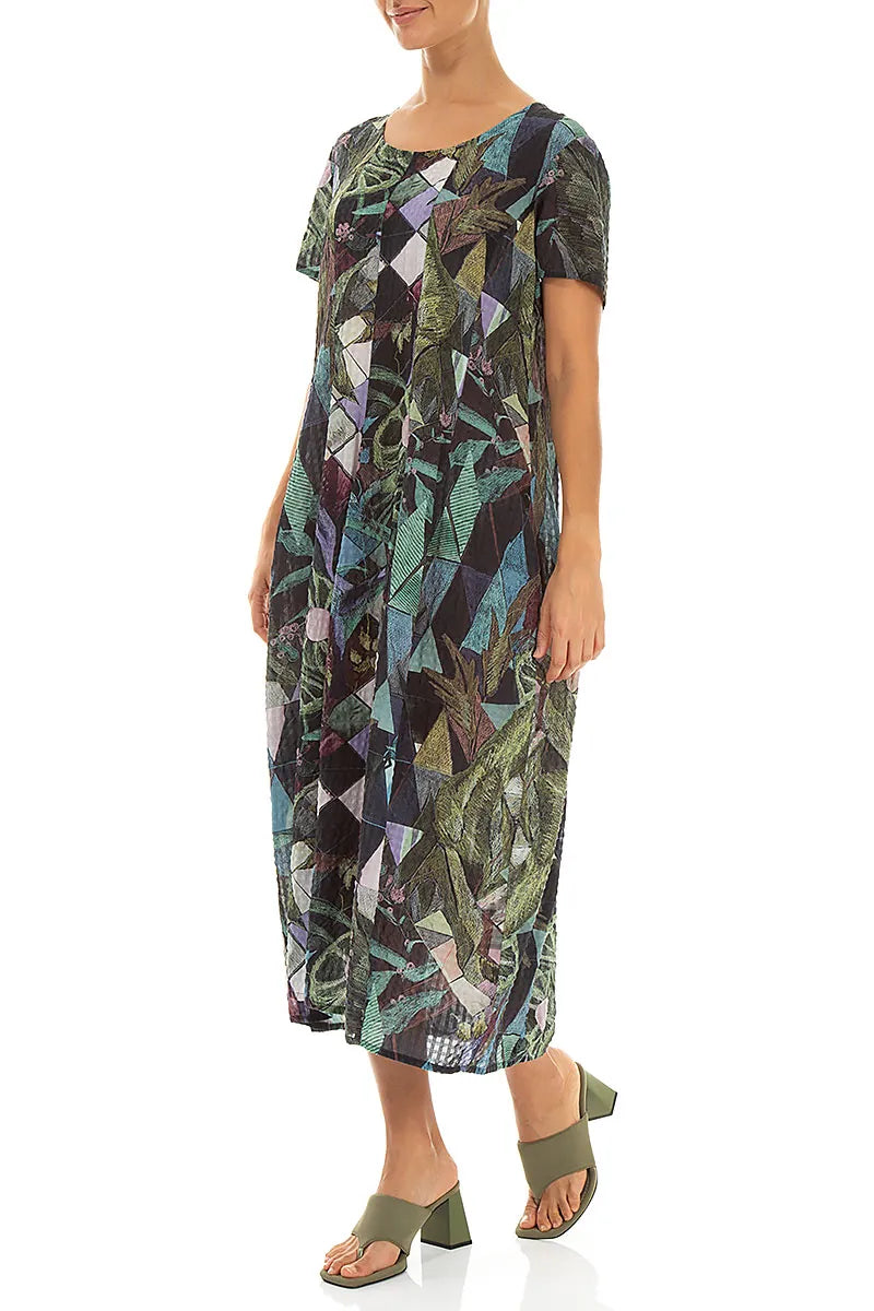 Balloon Art Mosaic Textured Silk Dress 3