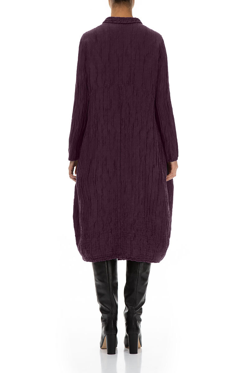 Balloon Crinkled Deep Plum Silk Linen Jacket 2