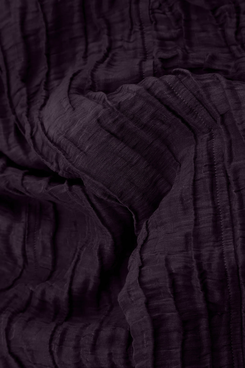 Balloon Crinkled Deep Plum Silk Linen Jacket 5