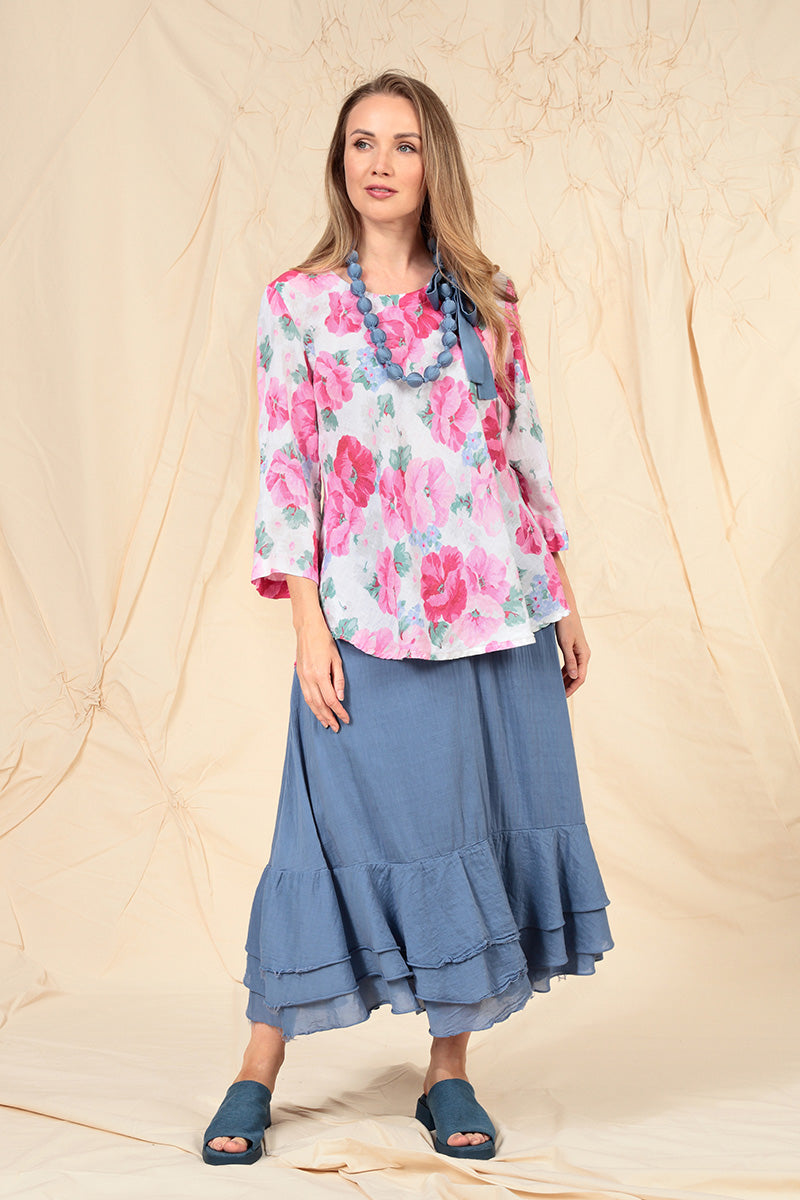 Bell Shape Peony Blossom Linen Blouse 6
