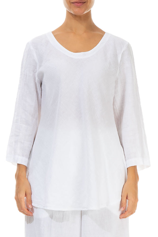 Bell Shape White Linen Blouse 1