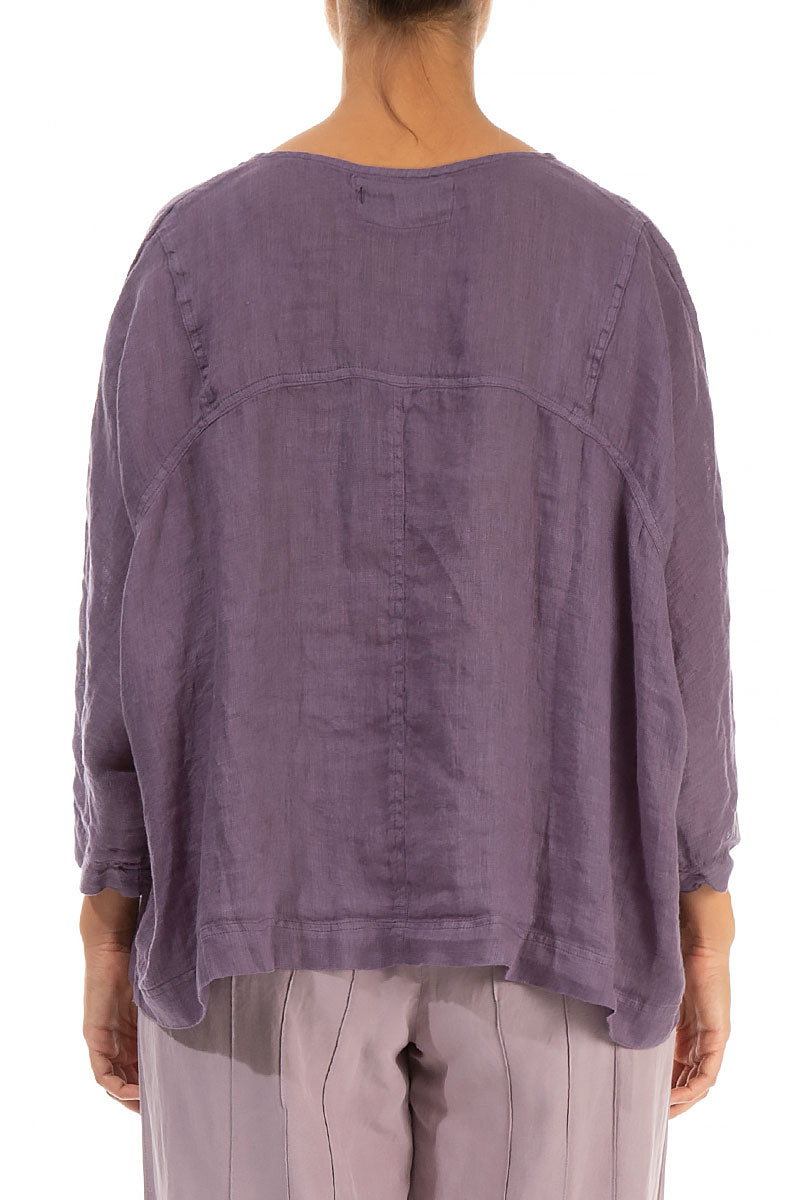 Boxy Amethyst Gauze Linen Blouse 2