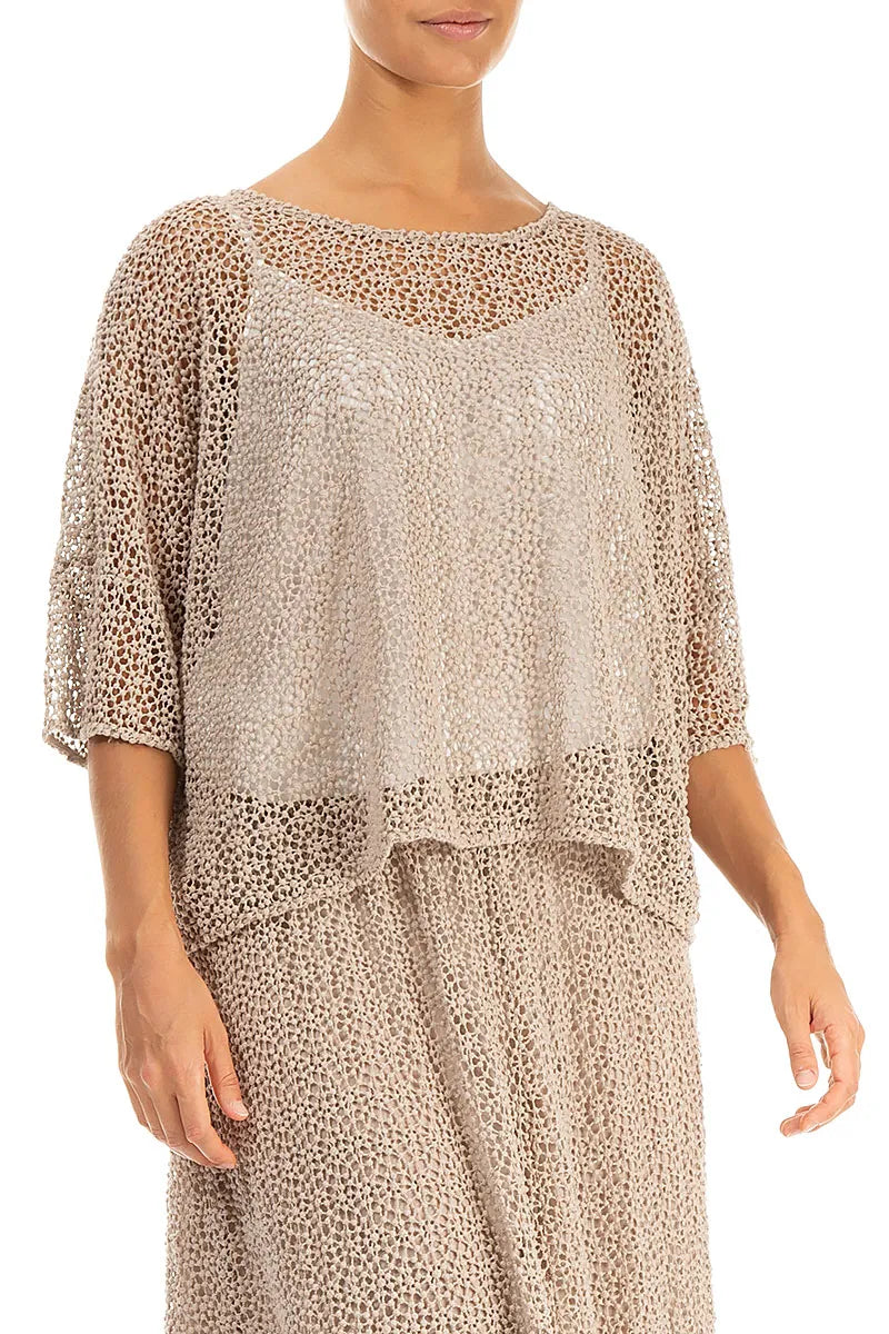 Boxy Beige Broderie Cotton Blouse 3