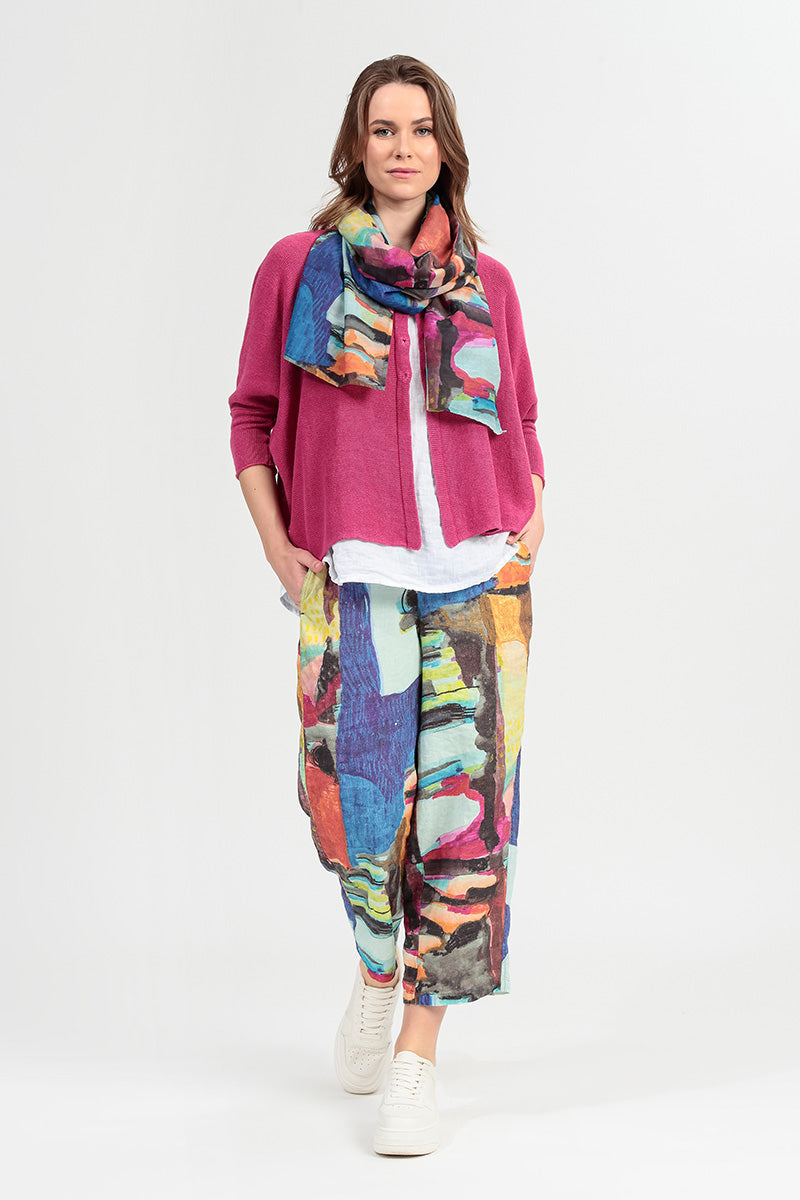 Boxy Fuchsia Linen Cardigan 6