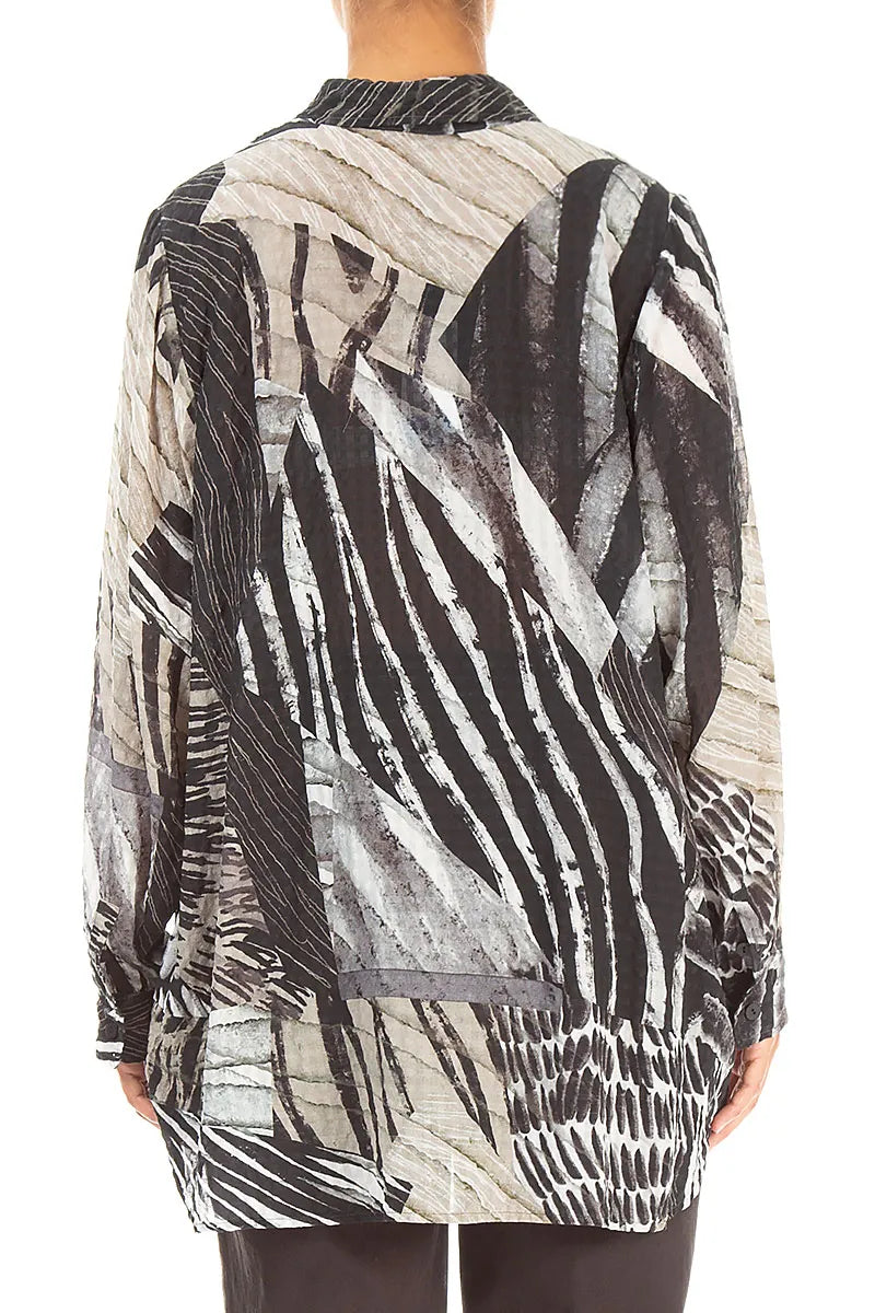 Boxy Wild Ink Textured Silk Shirt 2