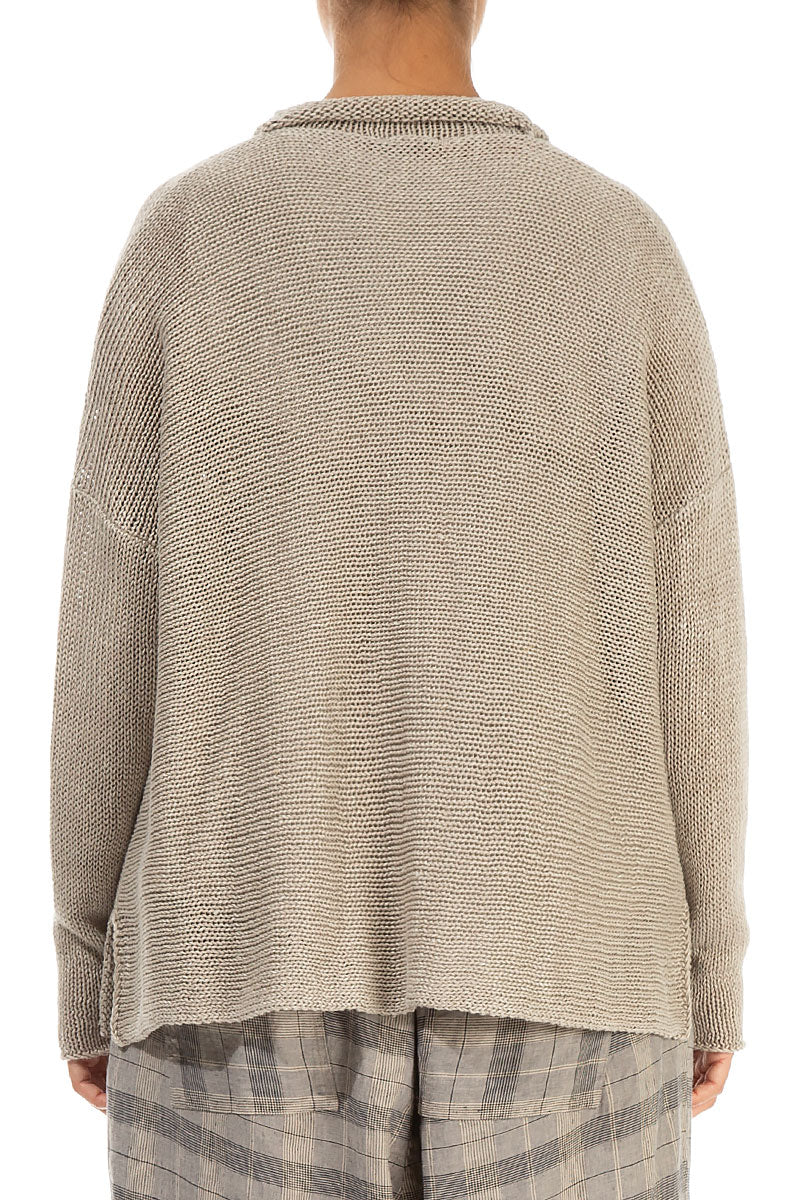 Buttoned Natural Linen Cardigan 2