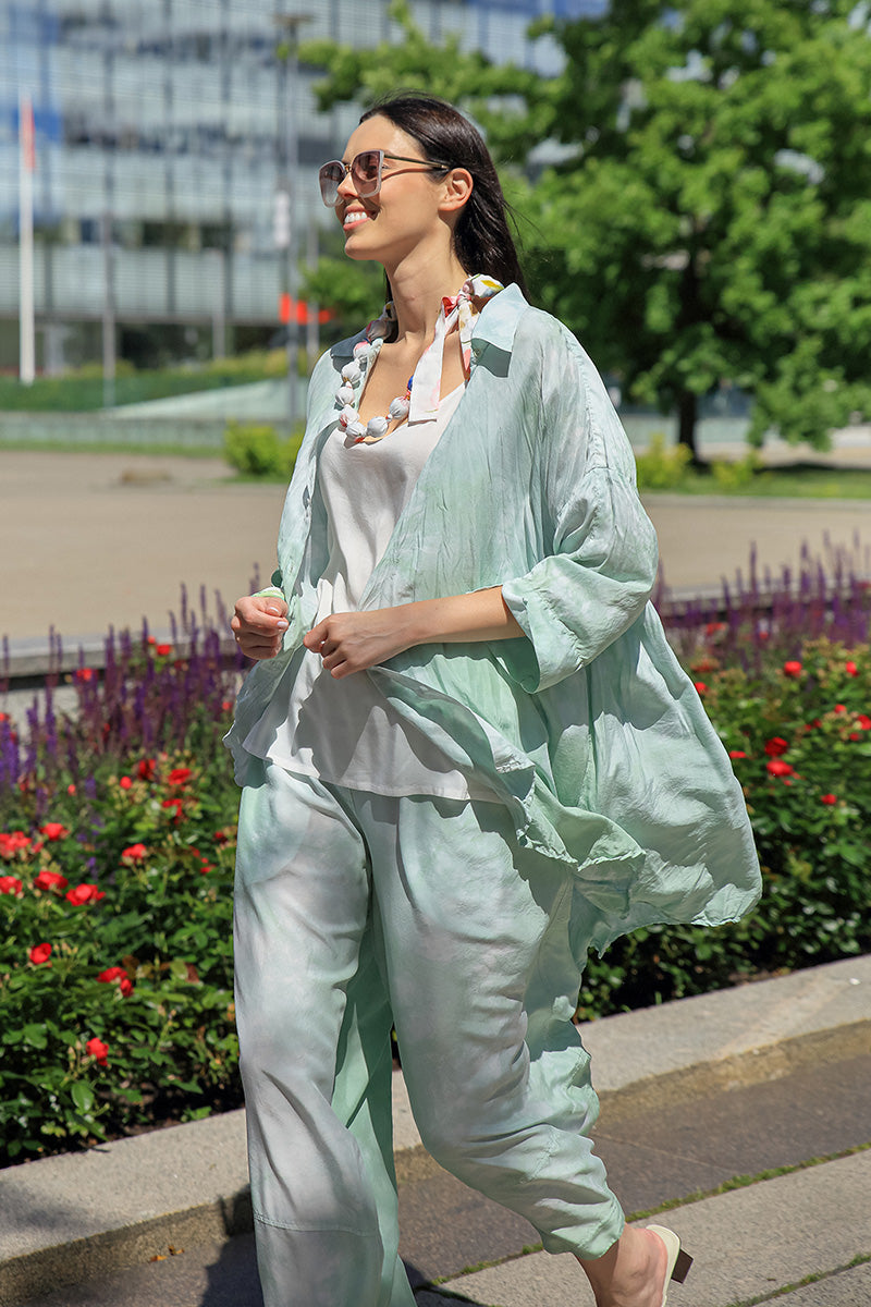 Loose Liquid Sea Mist Crumpled Pure Silk Shirt 8