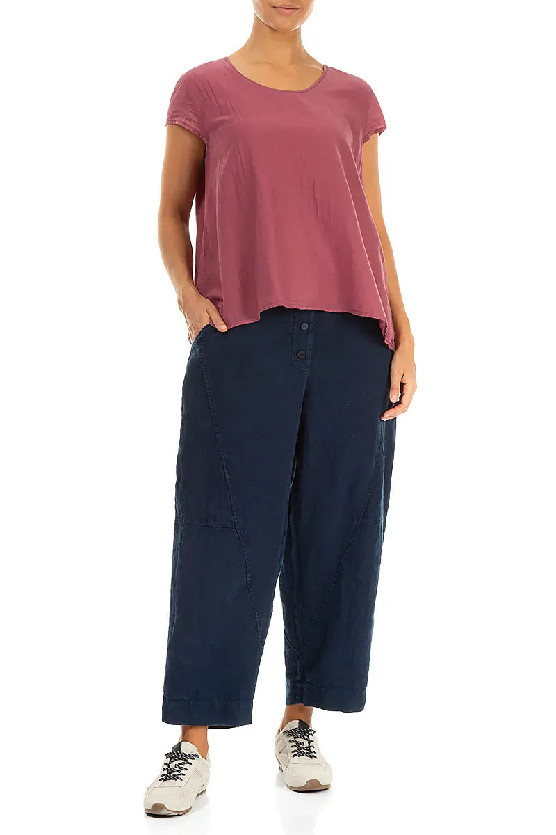 Cap Sleeves Antique Ruby Silk Cotton Blouse 4