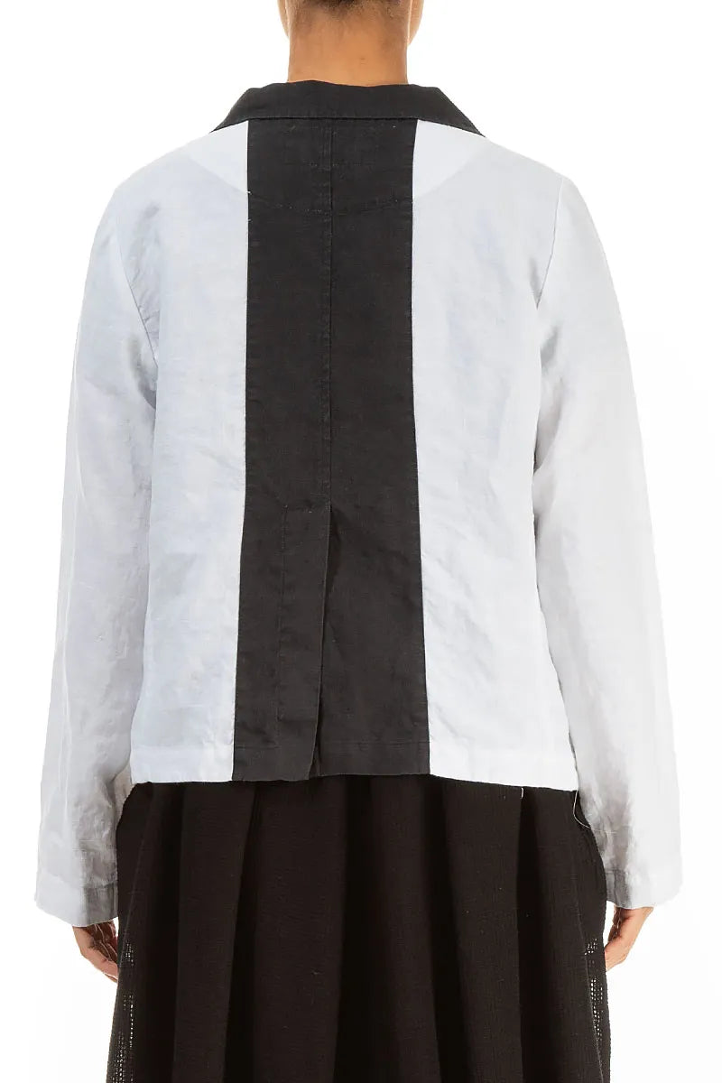 Contrast Detail White Linen Jacket 3