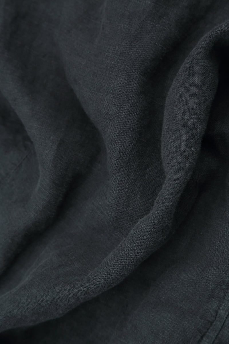 Cropped Loose Graphite Linen Trousers 4