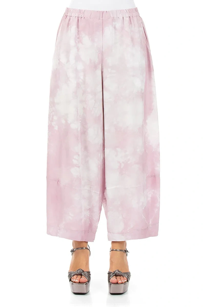 Loose Liquid Lilac Pure Silk Trousers 1