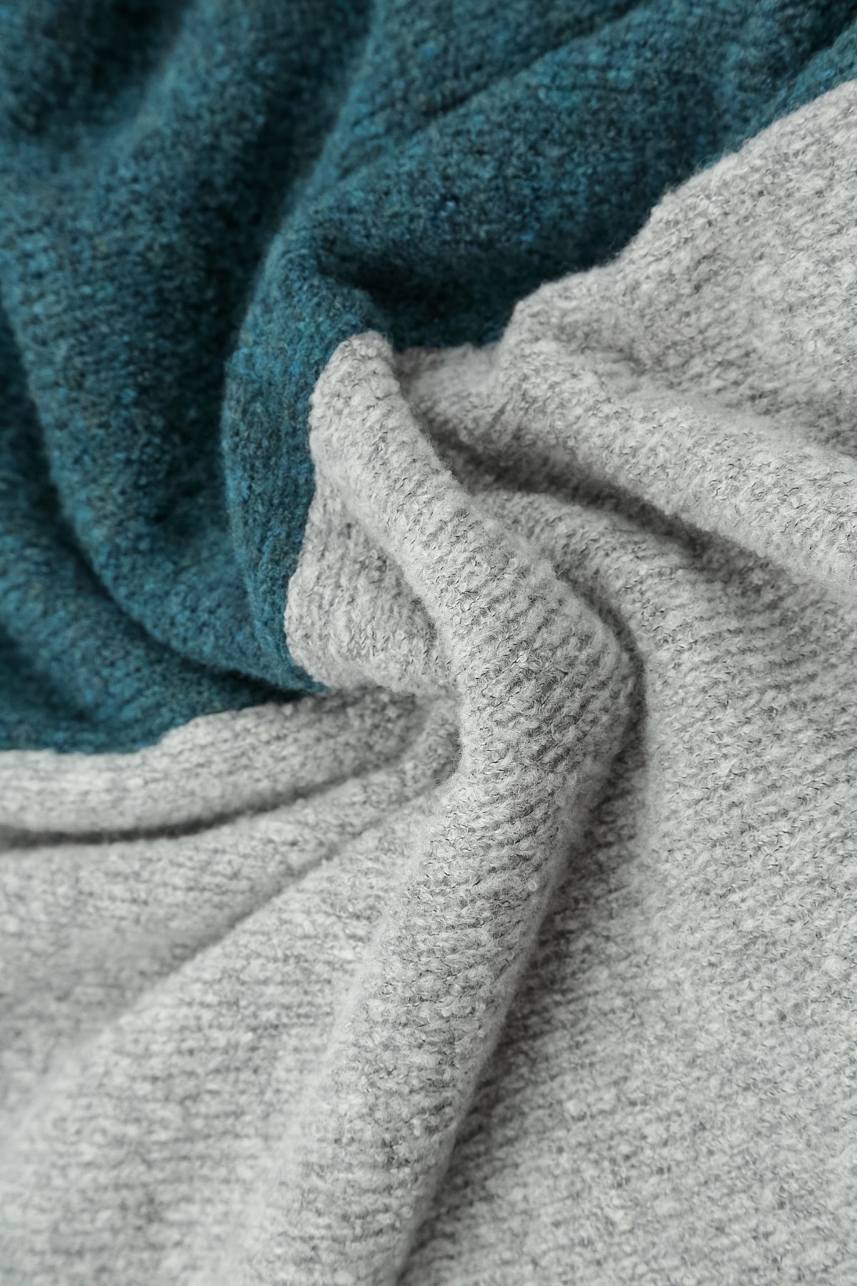Dual Light Grey & Teal Wool Sweater