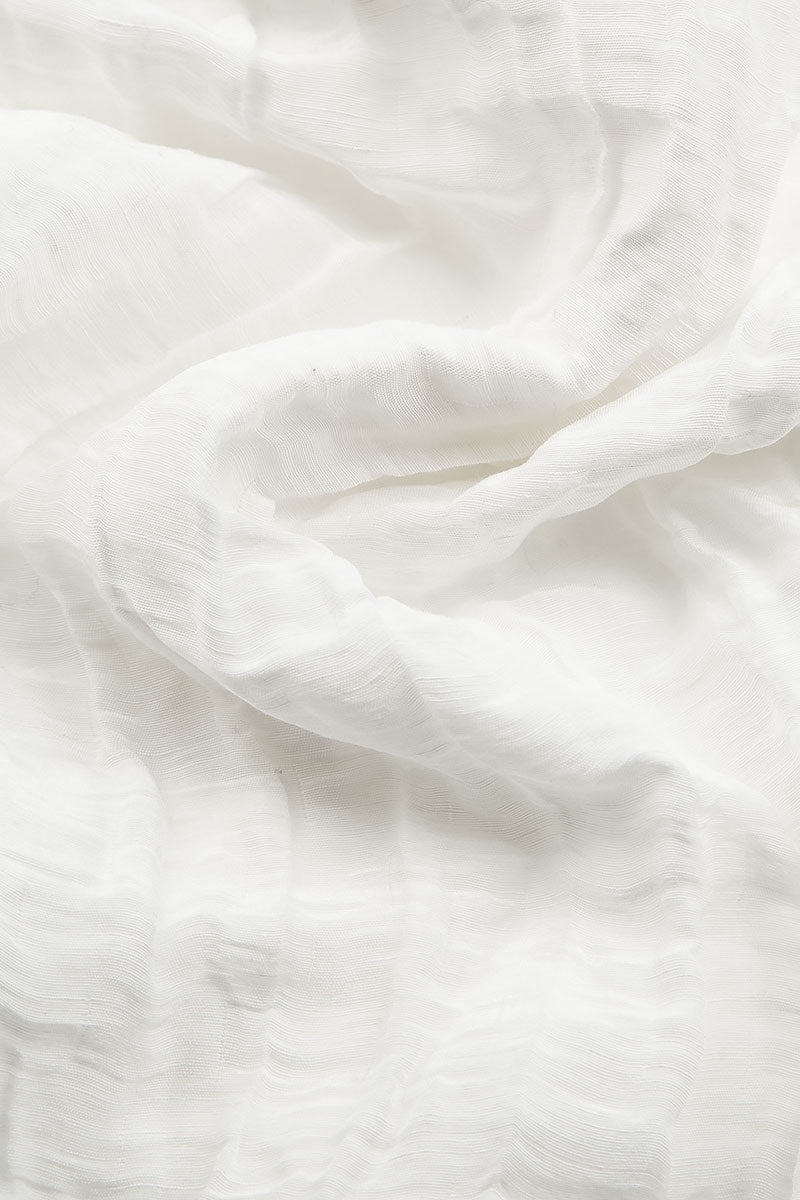 Asymmetric Crinkled Off White Silk Linen Tunic 5