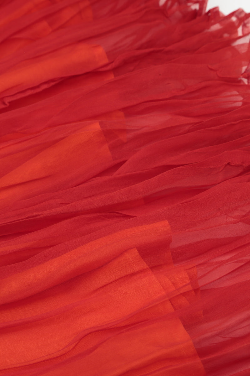 Flame Orange Crumpled Silk Chiffon Dress 6