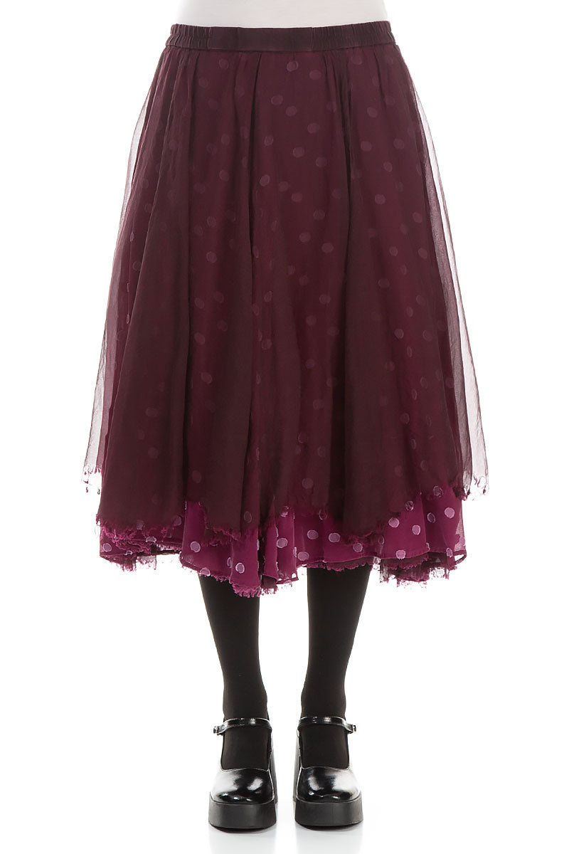 Flared Magenta Silk Chiffon Skirt