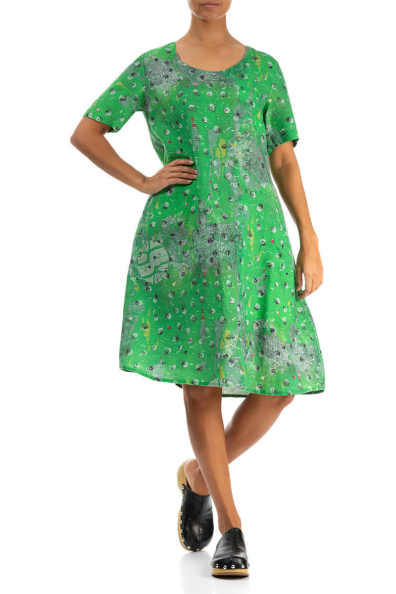 Flared Midi Meadow Linen Dress 4