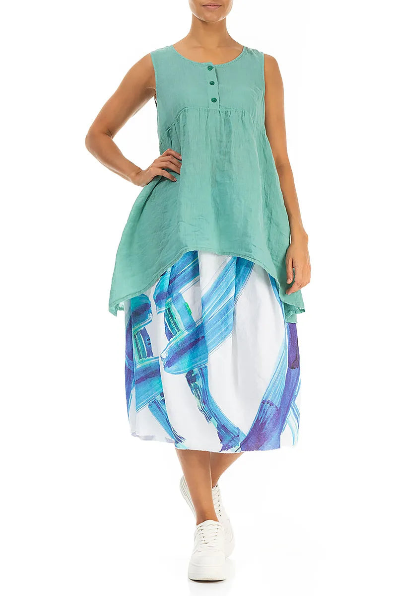 Flared Mint Gauze Linen Top 5