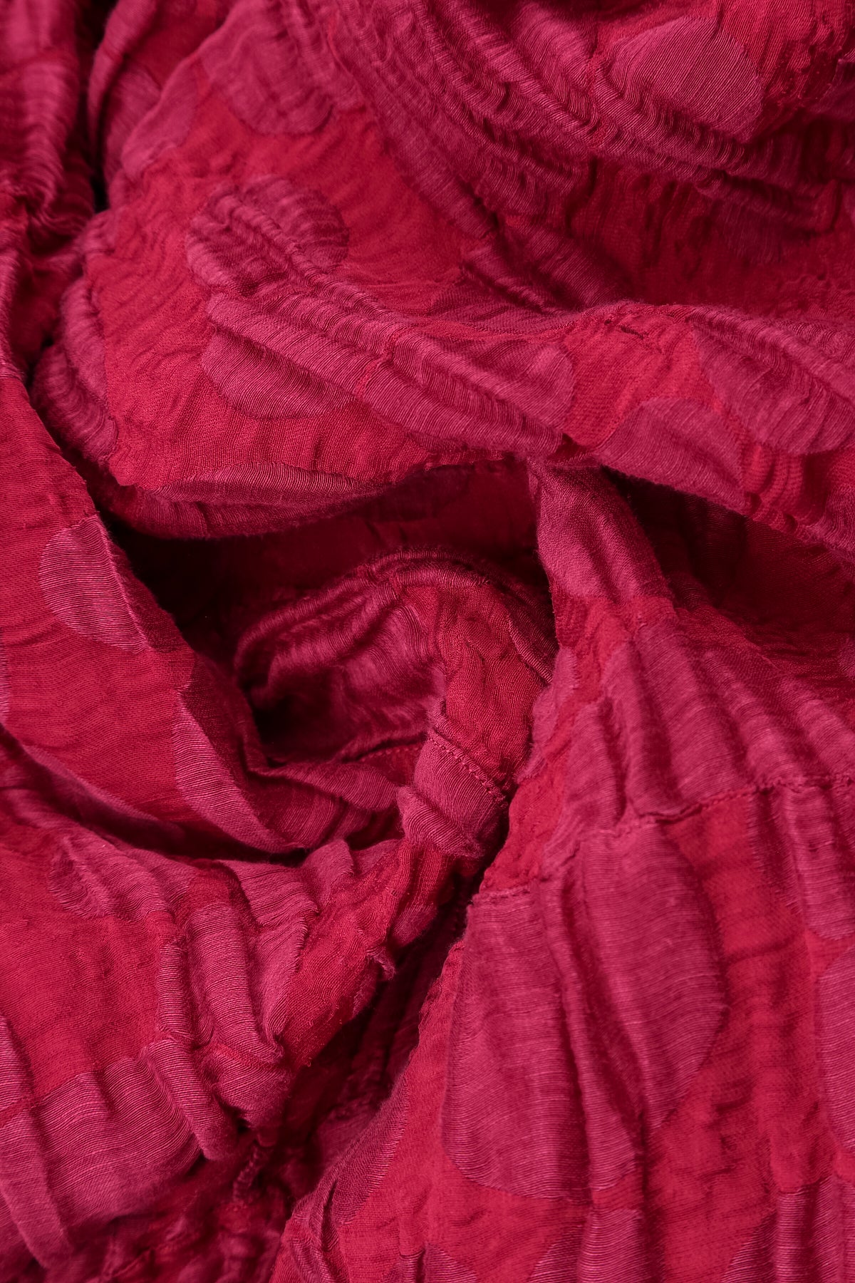 Flared Pockets Crinkled Ruby Circle Silk Linen Tunic