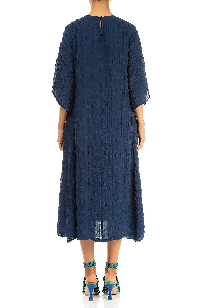 Flowing Navy Layered Silk Dress 2