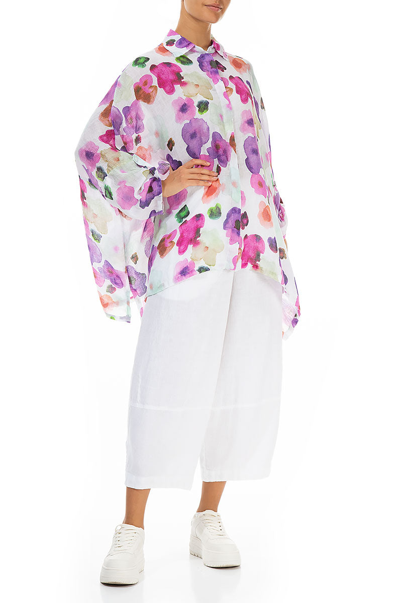 Gather Sleeves Blossom Gauze Linen Shirt 3