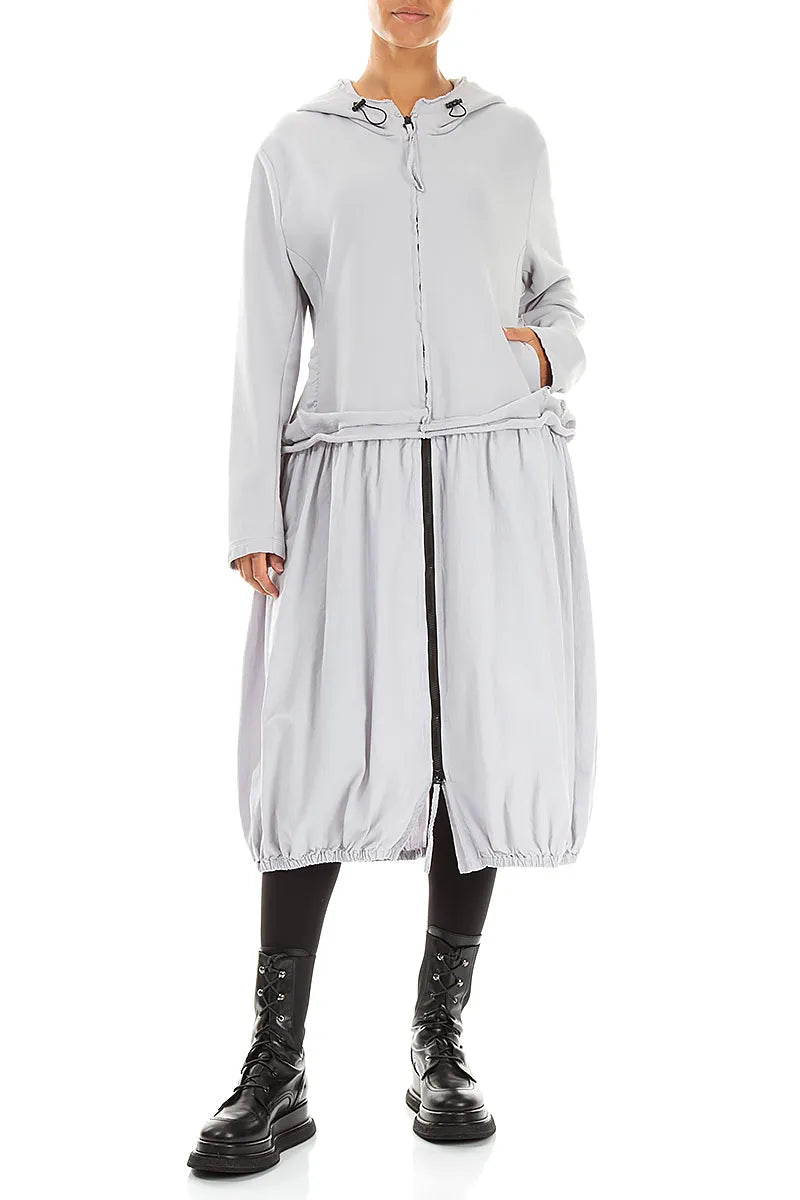 Hooded Pearl Grey Cotton Jacket Dress