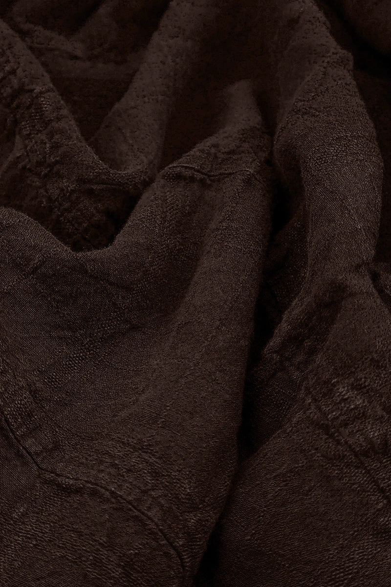 Robe salopette en lin Brun truffe à motifs