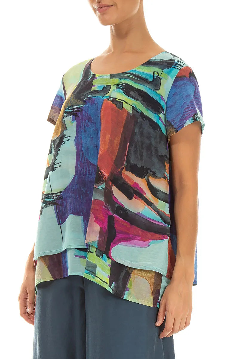 Layered Abstract Silk Cotton Blouse 3