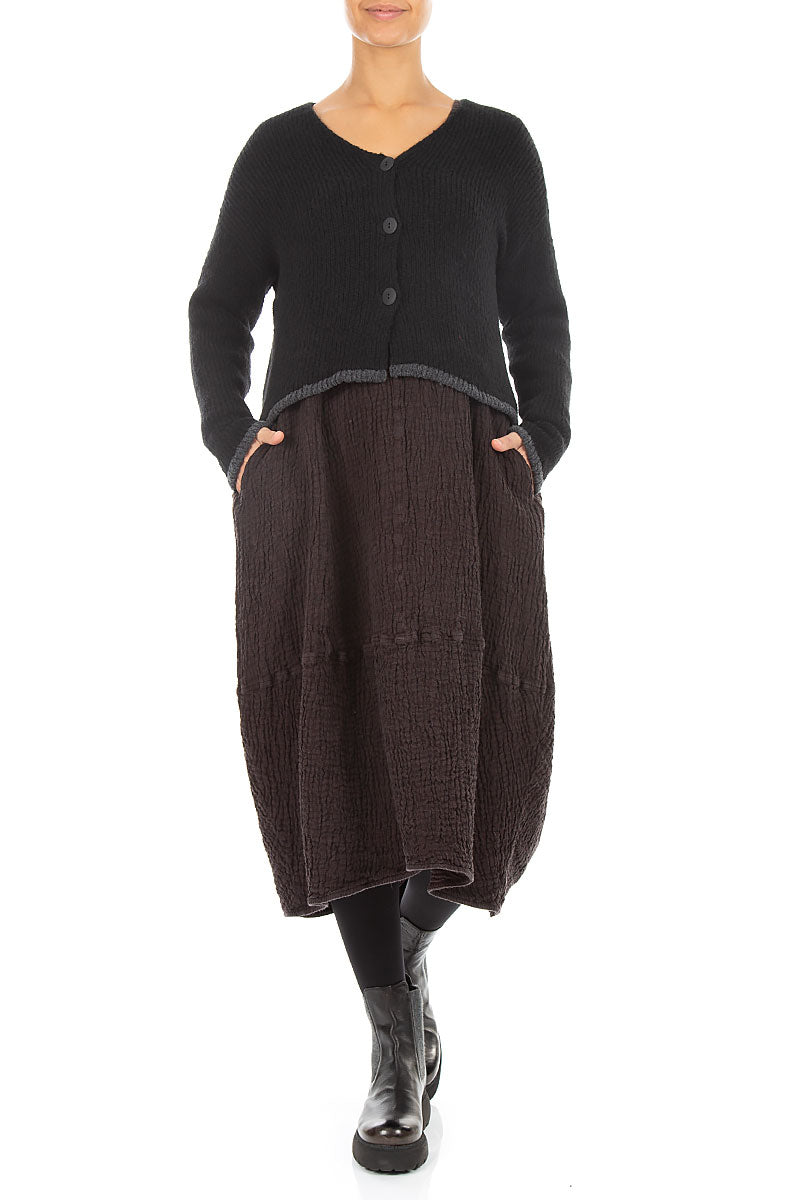 Longer Back Black Wool Cardigan 4