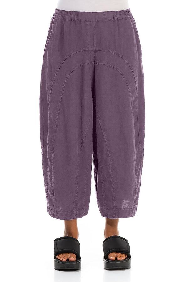 Loose Back Pockets Amethyst Linen Trousers 1
