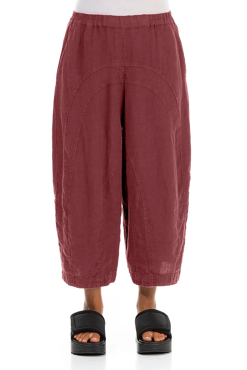 Loose Back Pockets Antique Ruby Linen Trousers 1