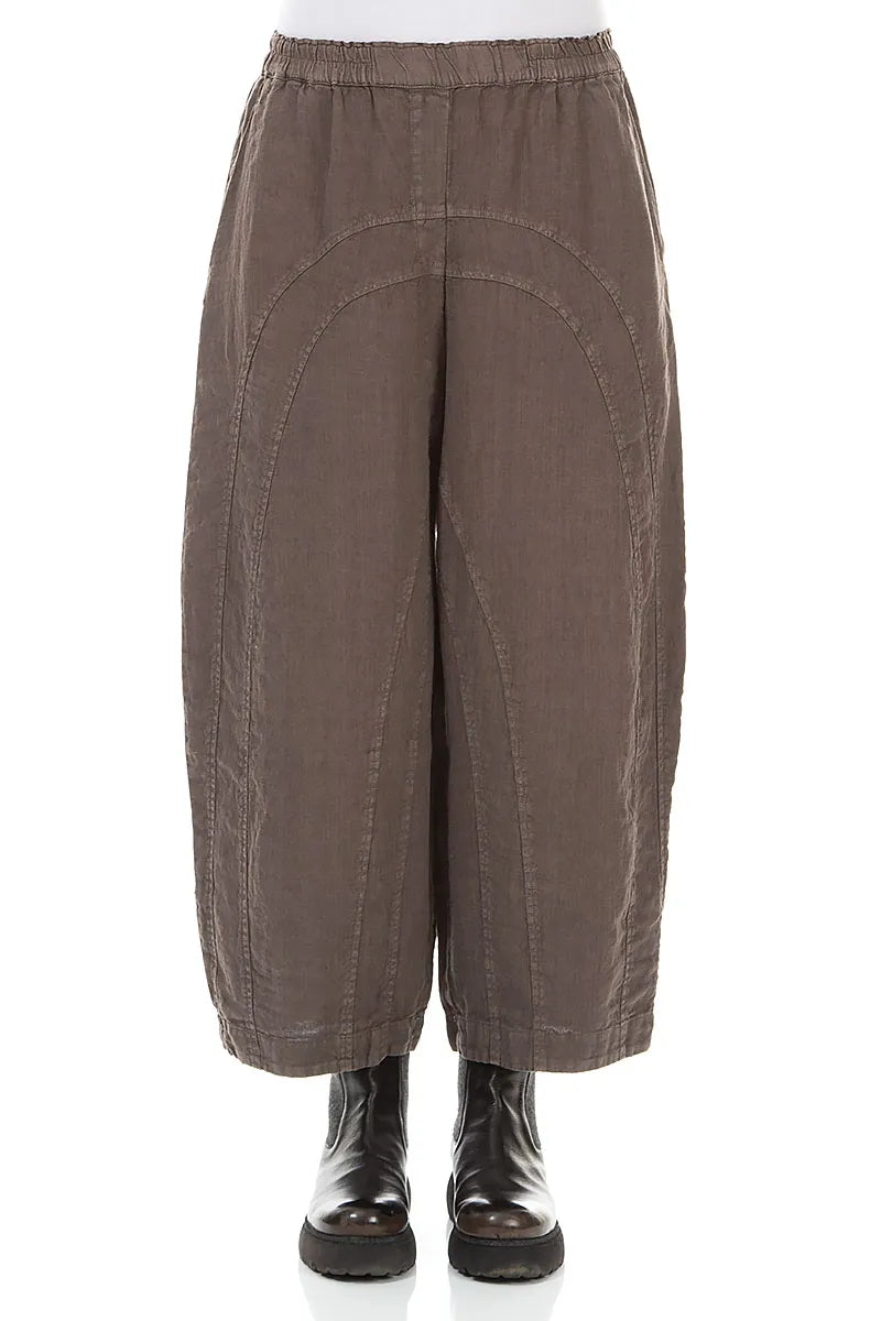 Lockere Leinenhose mit Off-Dye-Trüffelmuster und Gesäßtaschen