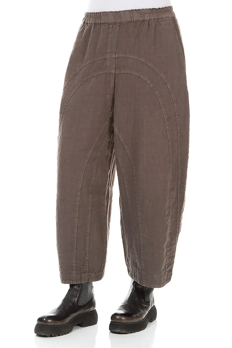 Lockere Leinenhose mit Off-Dye-Trüffelmuster und Gesäßtaschen