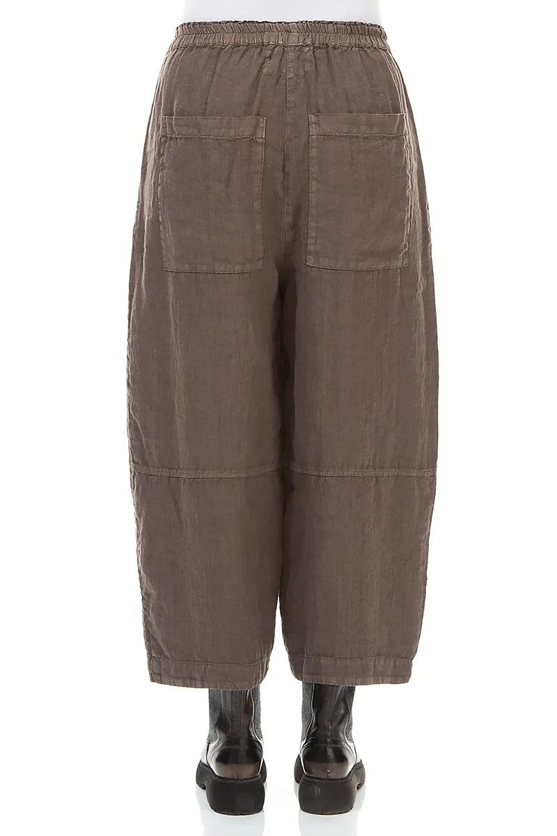 Lockere Leinenhose mit Off-Dye-Trüffelmuster und Gesäßtaschen