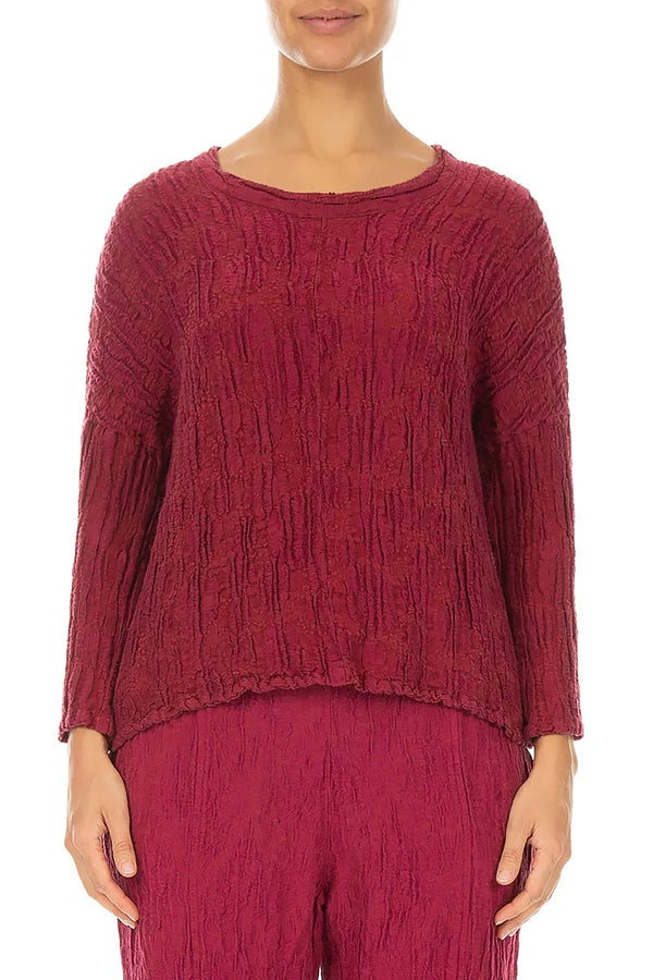 Loose Boxy Ruby Circle Silk Linen Blouse