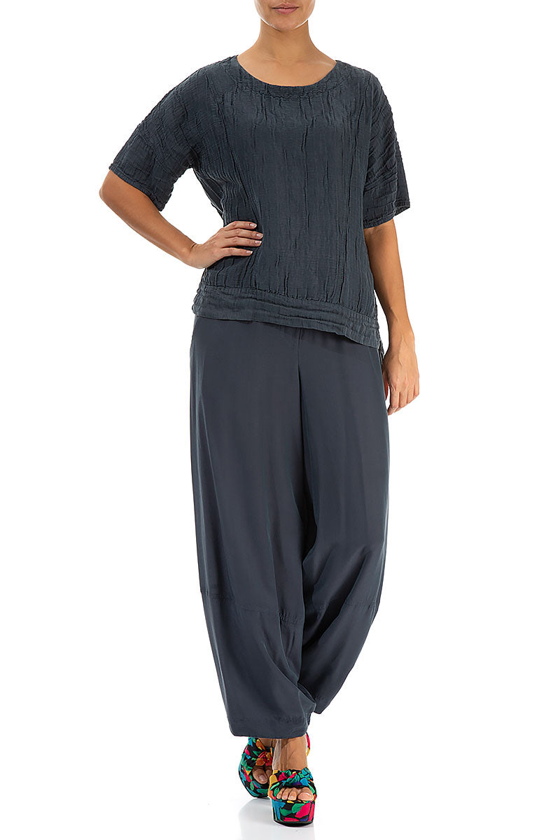 Loose Graphite Silk Bamboo Trousers 4
