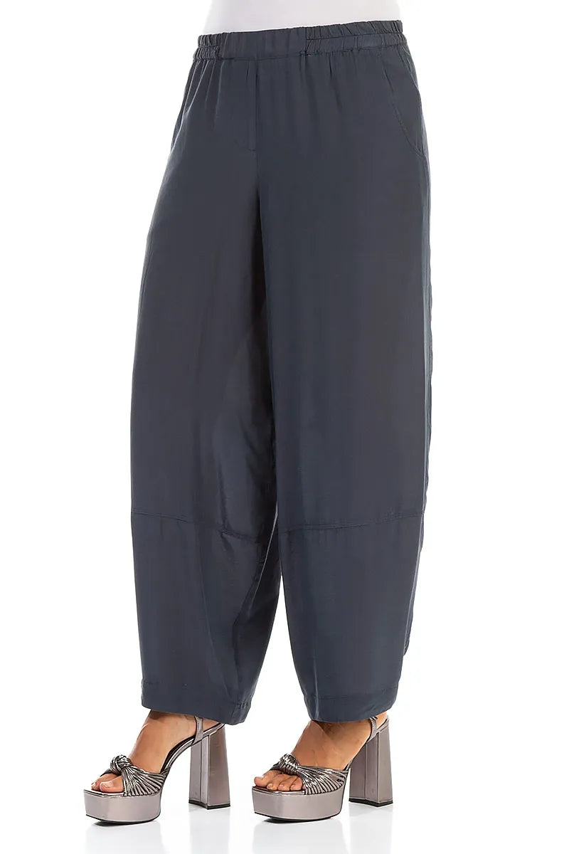 Loose Graphite Silk Bamboo Trousers 3