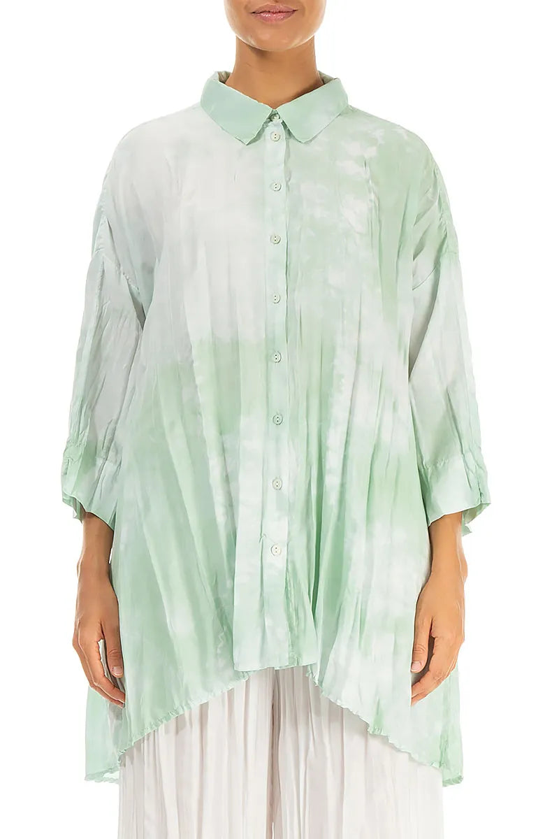 Loose Liquid Sea Mist Crumpled Pure Silk Shirt 2