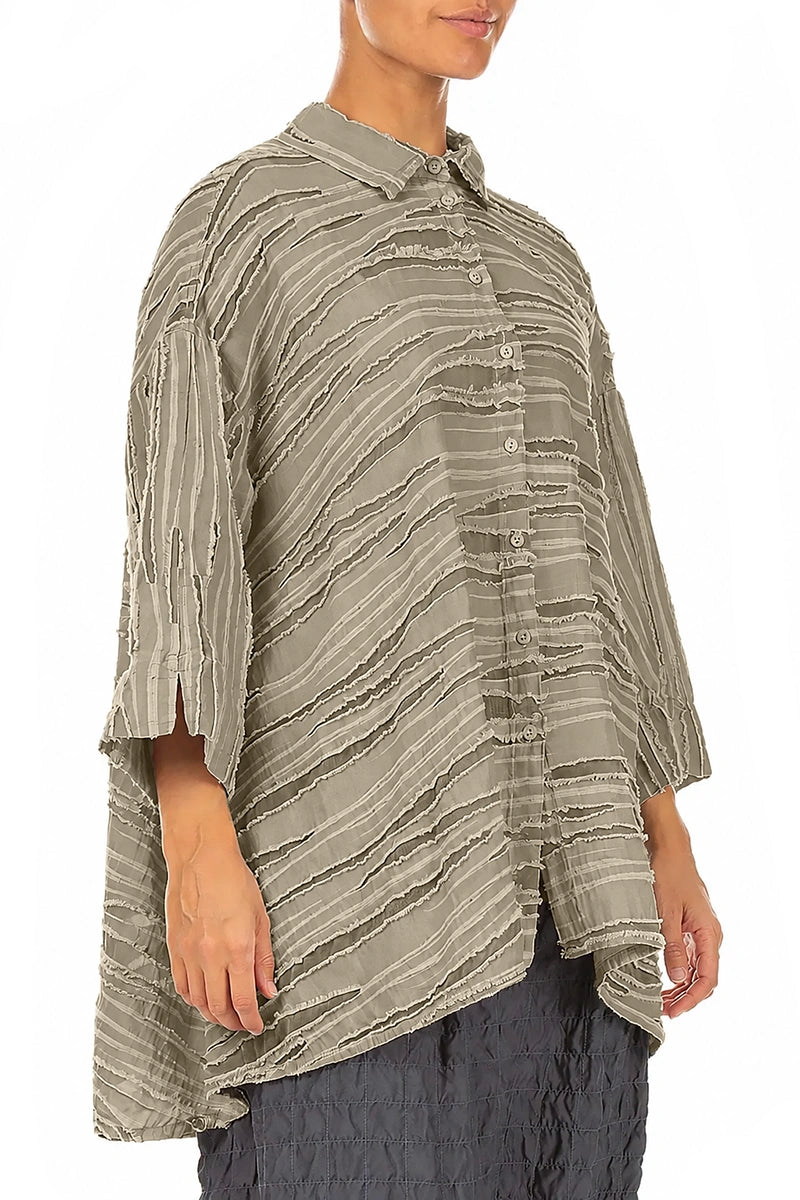 Loose Olive Fray Weave Shirt 3