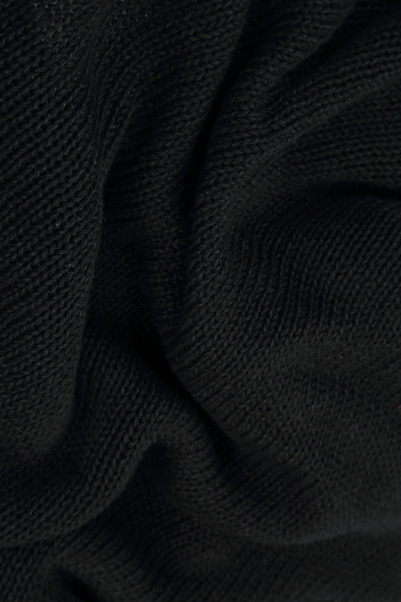 Loose Openwork Black Linen Cardigan 5