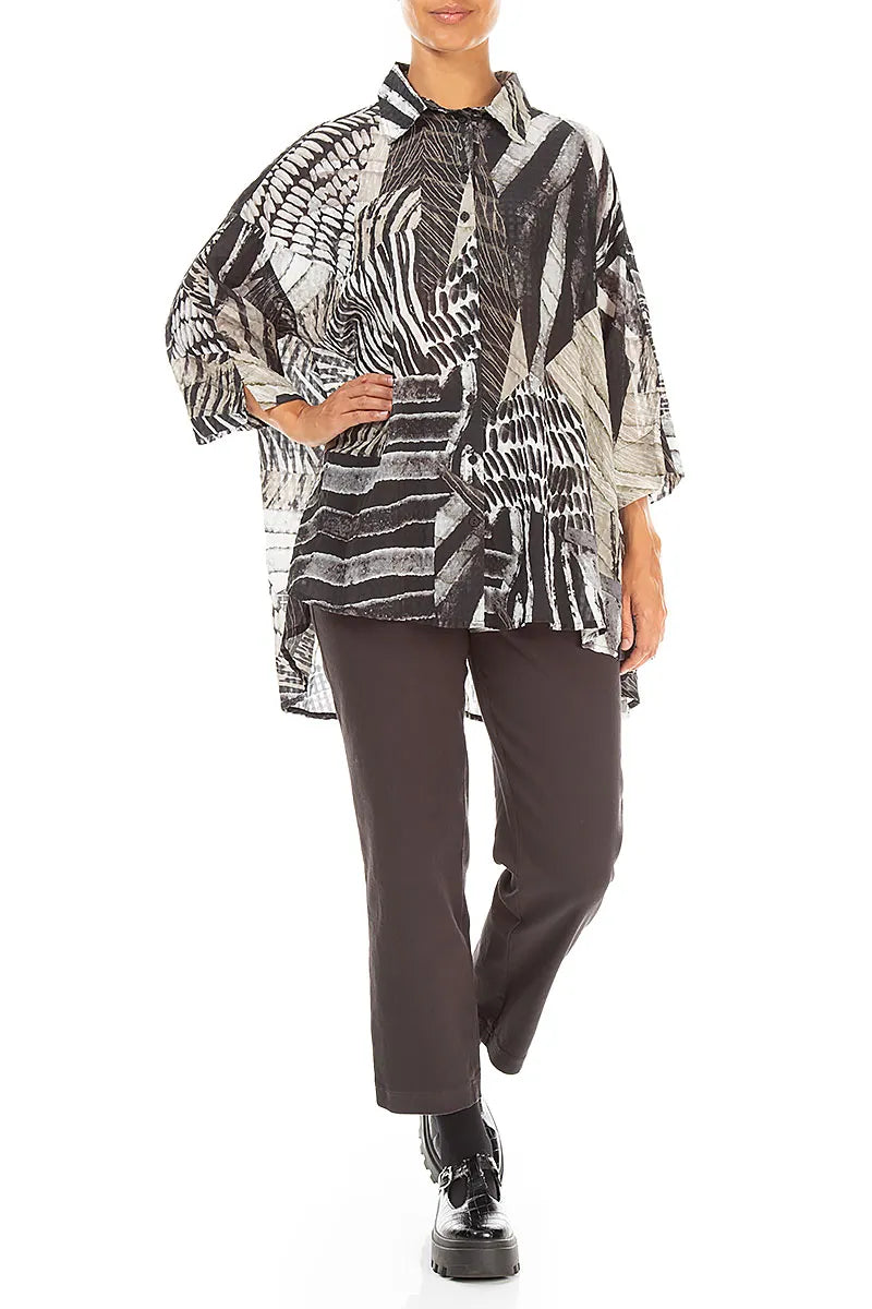 Loose Wild Ink Textured Silk Shirt 4