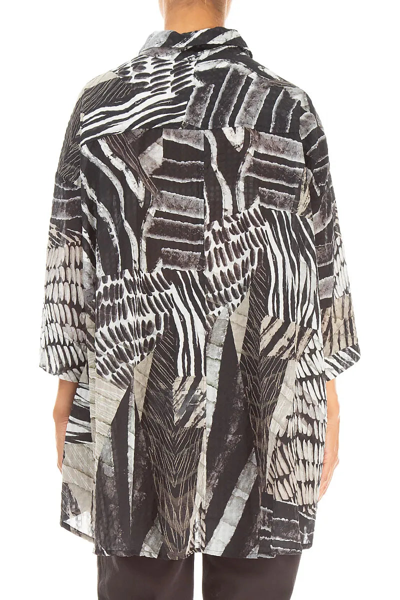 Loose Wild Ink Textured Silk Shirt 2