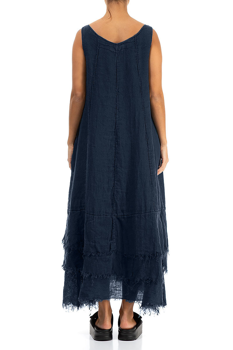Maxi Navy Gauze Linen Dress 2