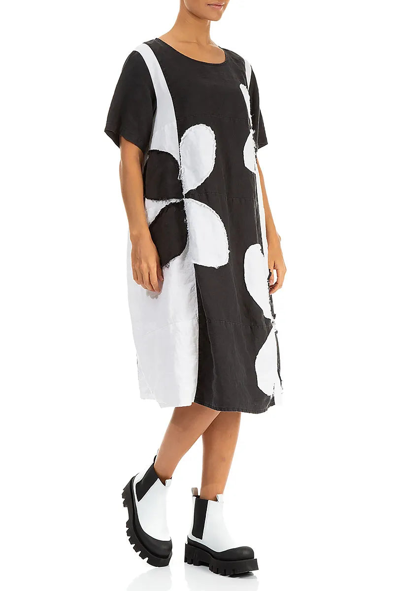 Monochrome Petal Linen Dress 4