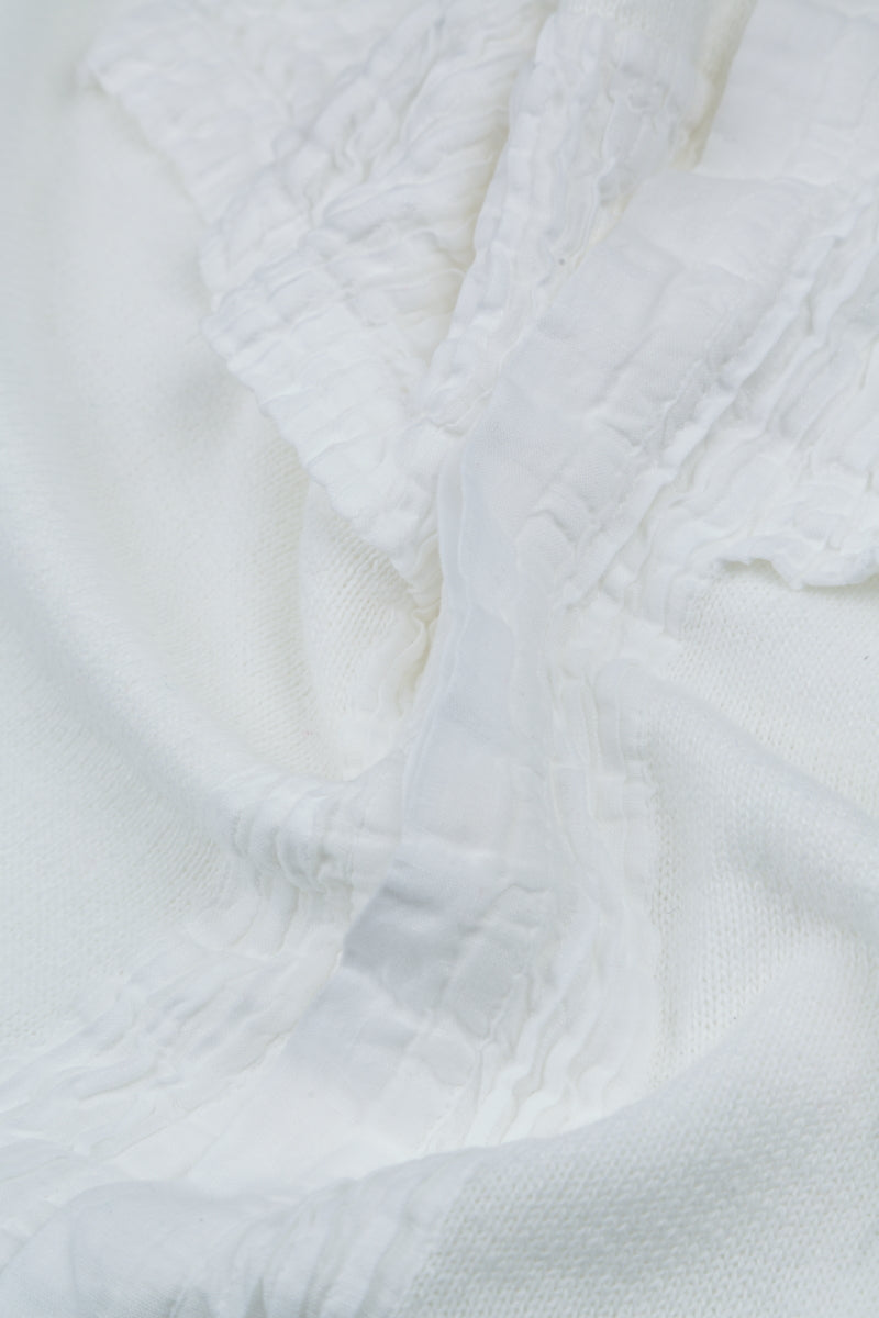 Pintuck Front White Linen Cardigan 6