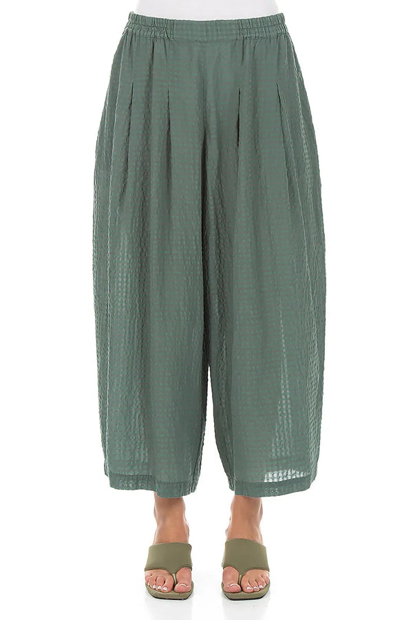 Relaxed Sage Textured Silk Trousers 1