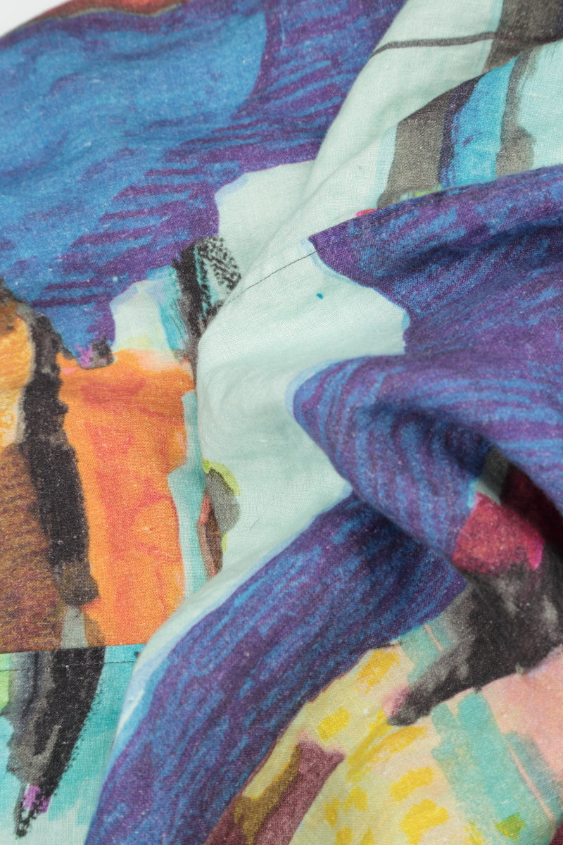 Relaxed Taper Abstract Linen Trousers 5