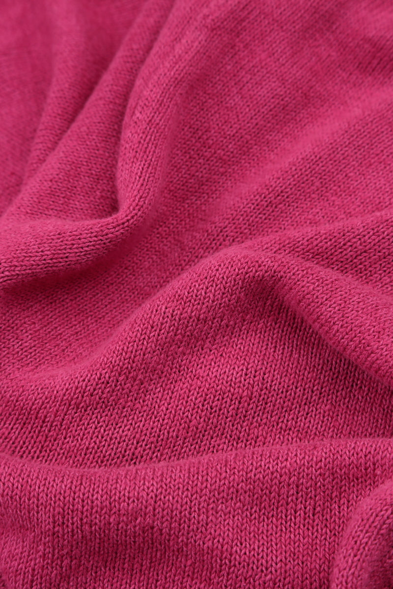 Ruffle Neck Fuchsia Linen Cardigan 5