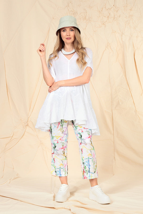 Ruffled White Gauze Linen Blouse 1