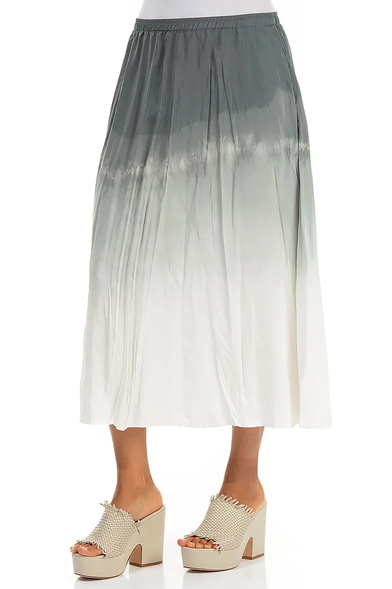 Sage Ombré Crumpled Pure Silk Skirt 3