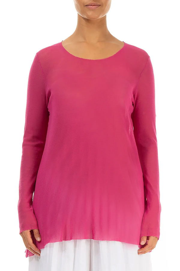 Sheer Fuchsia Mesh Soft Cotton Blouse 1